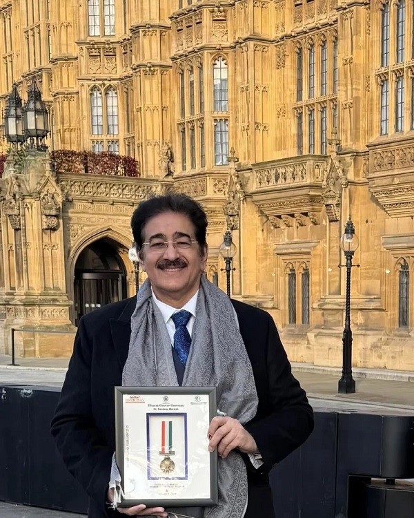 Sandeep Marwah Honored in British Parliament for the Eighth Time with Bharat Gaurav Award