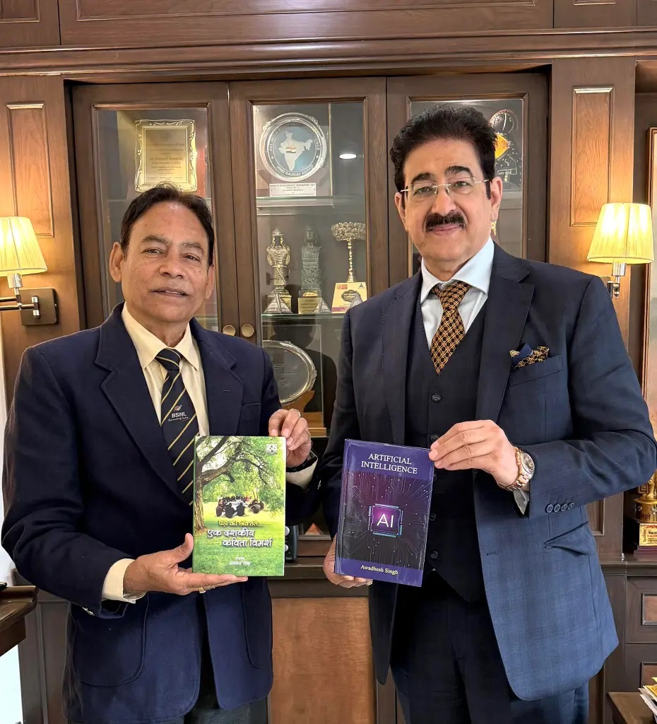 Renowned Writer Awadhesh Singh Presents His Latest Books on Poetry and Artificial Intelligence to Dr Sandeep Marwah