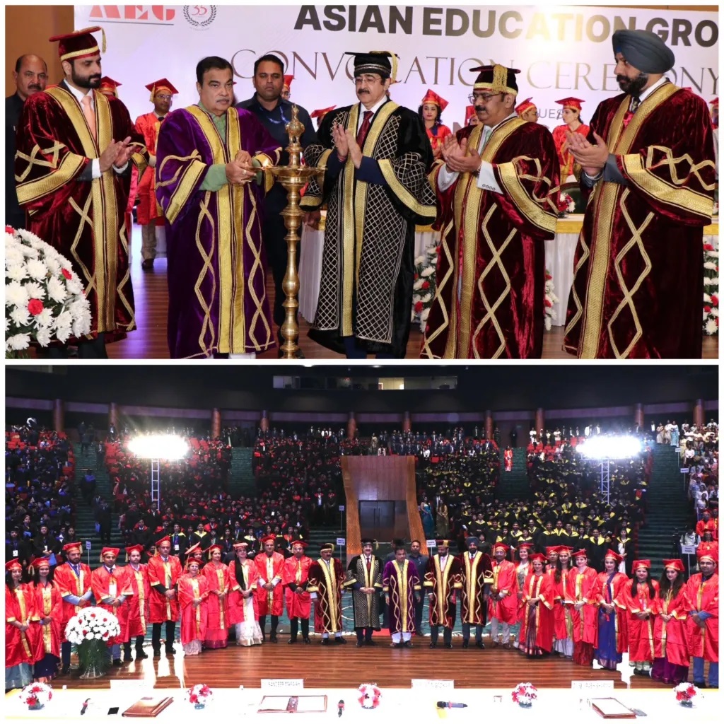 Grand Convocation 2026 of Asian Education Group Inaugurated by Nitin Gadkari at Bharat Mandapam