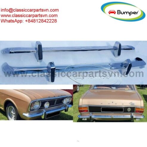 Ford Lotus Cortina MK2 bumpers (1966-1970) with 4xover riders