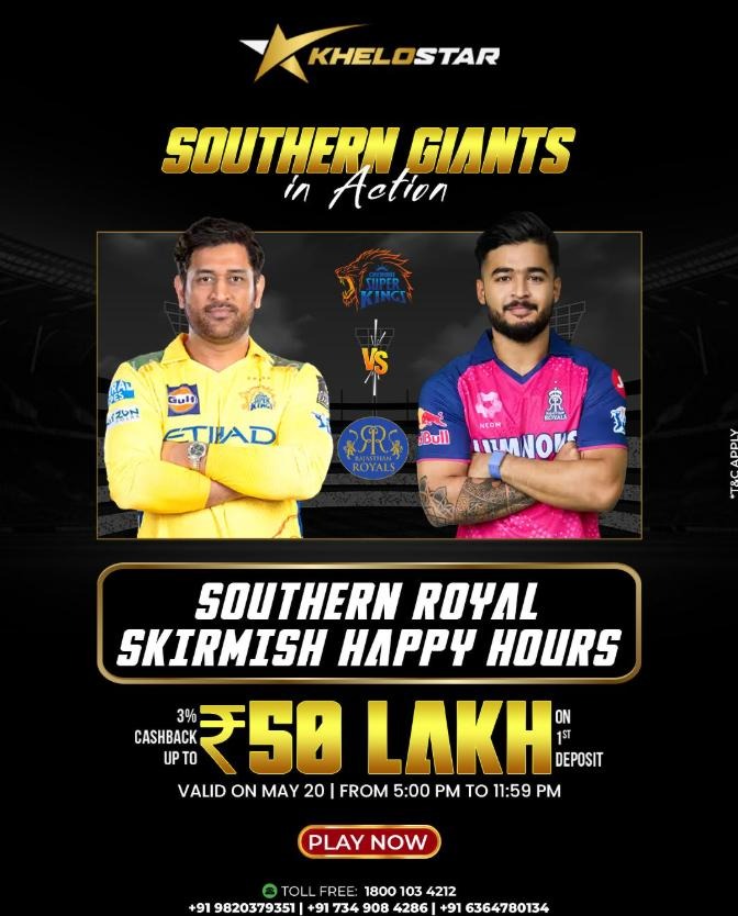 CSK vs RR Clash Today & Explore Khelostar Gaming