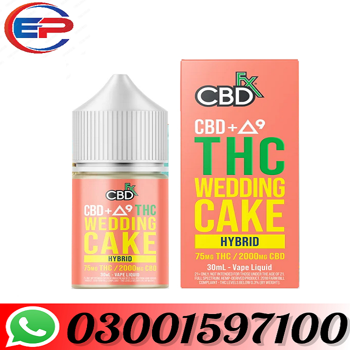 Branded CBD + Delta-9 THC Vape Juice: Wedding Cake – Hybrid In Karachi =0301597100