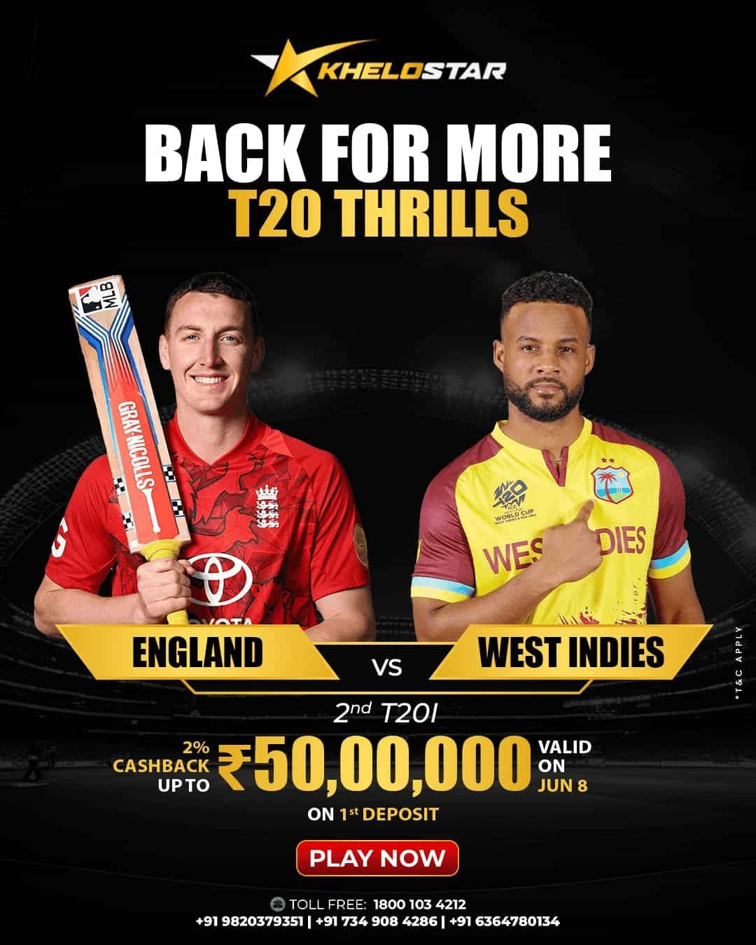 Khelostar: Join the Excitement of Eng vs WI 3rd T20I