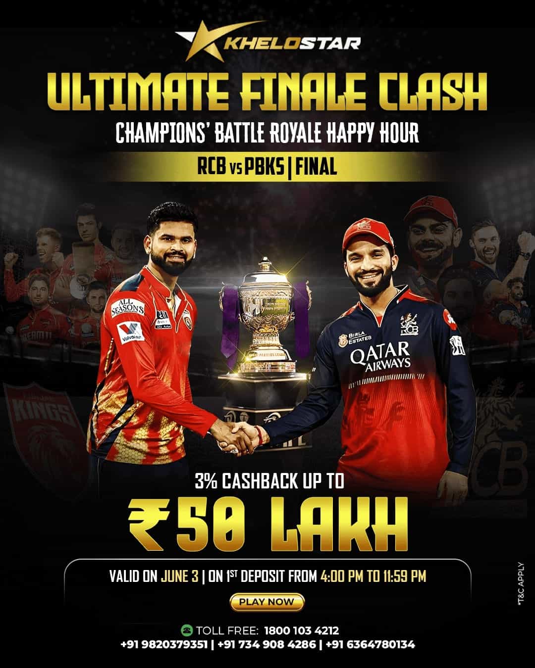 Khelostar IPL Final: PBKS vs RCB Clash Updates