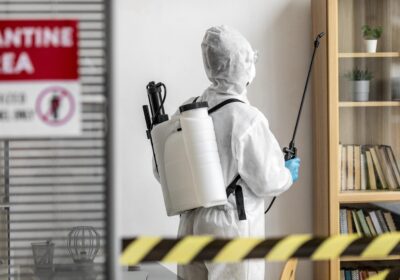person-special-equipment-disinfecting-restricted-area
