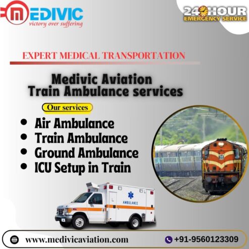 Medivic Aviation Train Ambulance in Raipur offers LED by experts Transportation for Injured patients