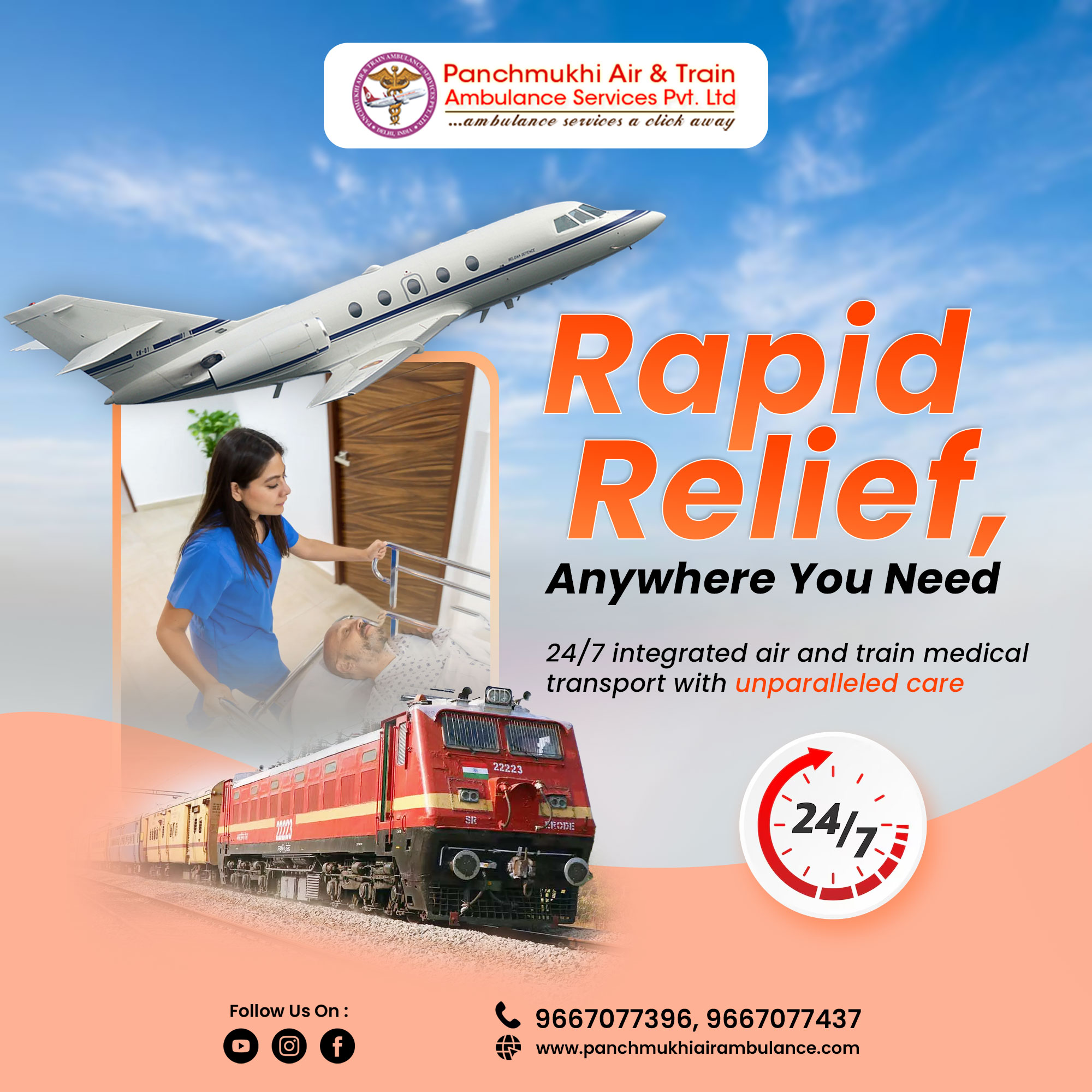 Panchmukhi Train Ambulance Service in Dehradun with Hassle-free Medical Service