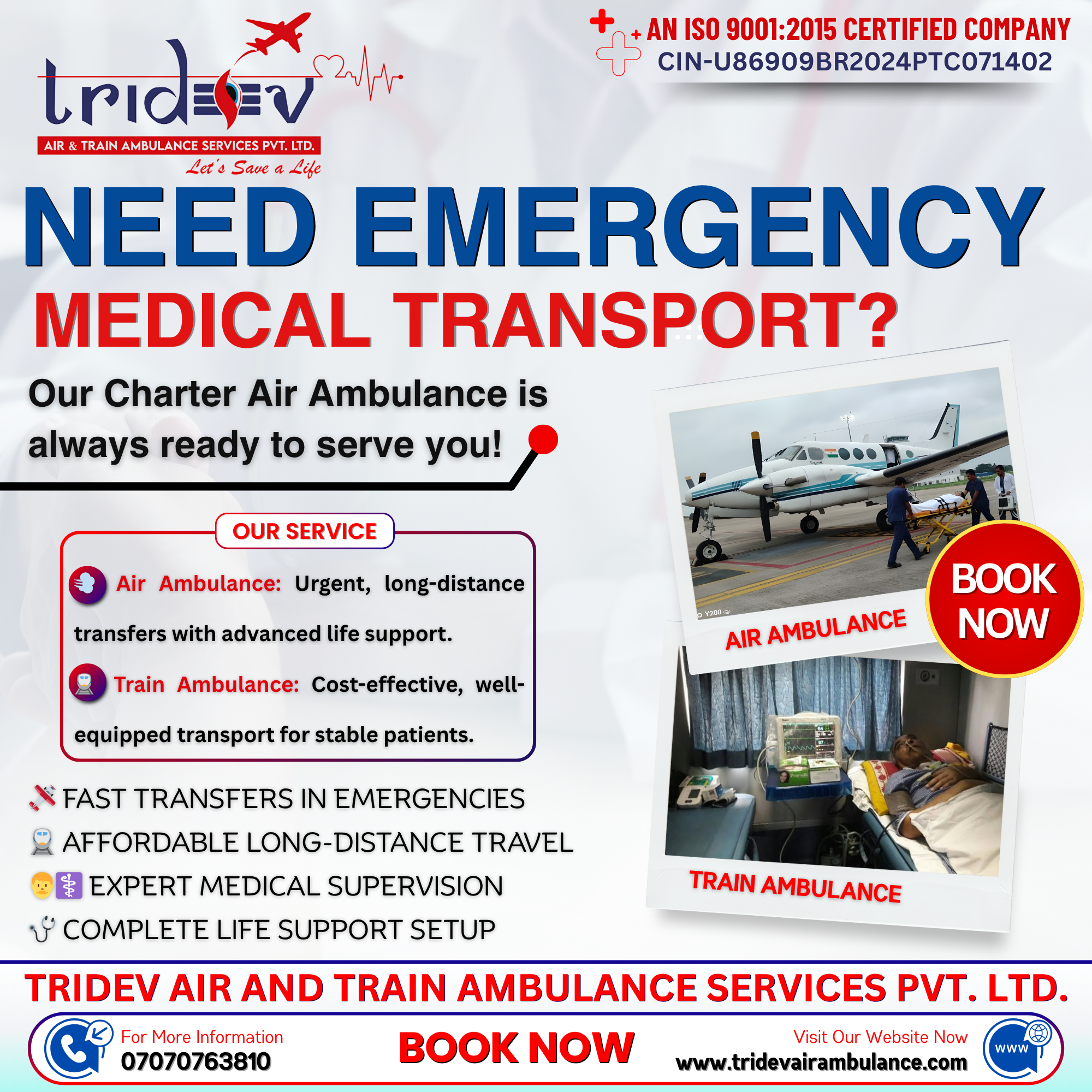 A Mile A Minute: Tridev Air Ambulance Services in Ranchi—the High-Quality Advantages