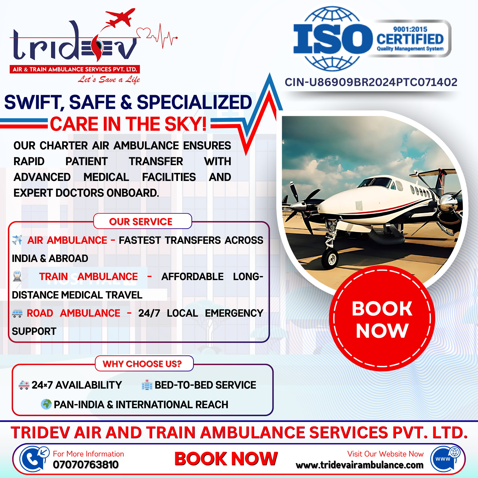 Speedy Reach: Tridev Air Ambulance Patna – Pan-India Medical Transport
