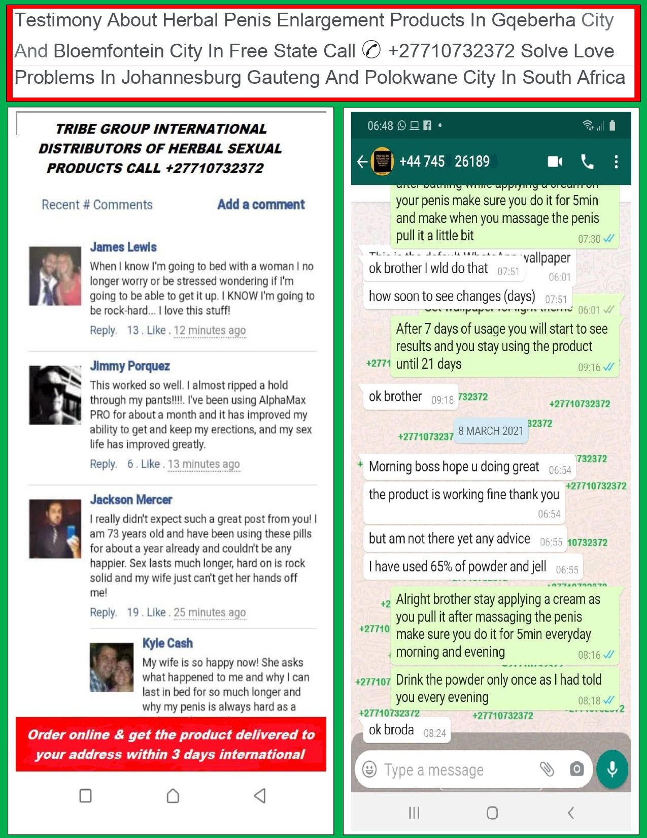 Testimony About Herbal Penis Enlargement Products In Lillingstone Lovell Village in England & Pretoria Capital Of South Africa Call +27710732372 Solve Sexual And Love Problems In North Kansas City In Missouri, United States And Helsinki Capital Of Finland