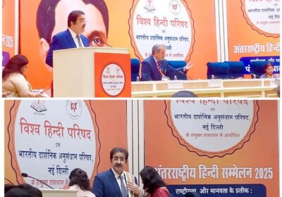 Dr.-Sandeep-Marwah-Honoured-for-Promoting-Hindi-Worldwide-Speaks-on-Deendayal-Upadhyayas-Ideology-at-Vigyan-Bhawan