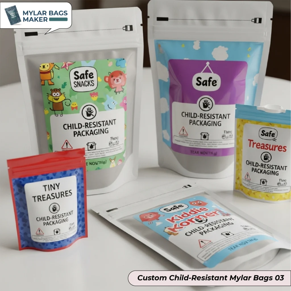 Safe Packaging Custom Child-Resistant Mylar Bags