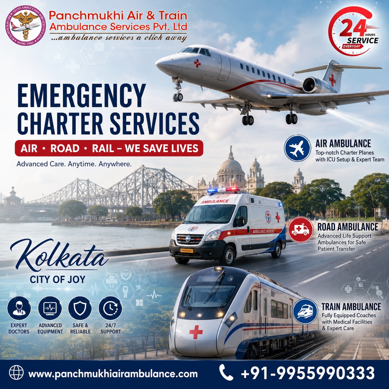 Panchmukhi Air and Train Ambulance in Kolkata—Complete Safety During Medical Transfers